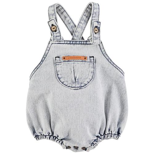 Piupiuchick Romper Washed Light Blue Denim 12 months  Blå  12 måneder  Drenge, Piger