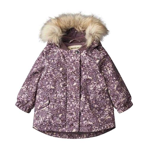 Wheat Mathilde Tech Blomstret Babyjakke Purple Tulips 80 cm  Lilla  80 cm  Piger