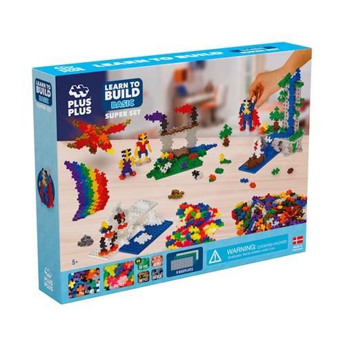 Plus-Plus 1200-Piece Plus-Plus® Basic Learn To Build Super Sæt One Size  Blå  One Size  Drenge, Piger