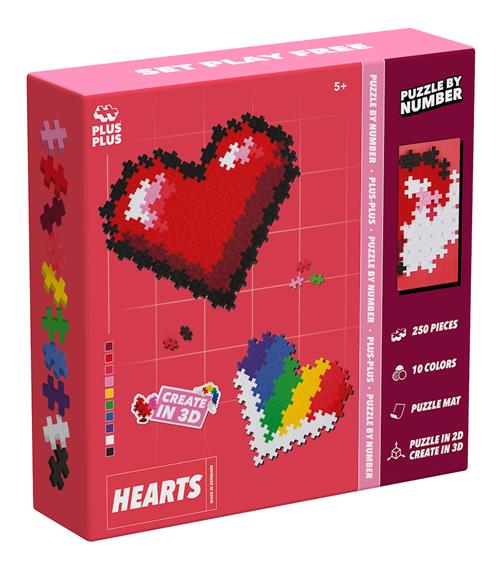 Plus-Plus Puzzle By Number Hearts Byggesæt One Size  Rød  One Size 5+ Years Drenge, Piger