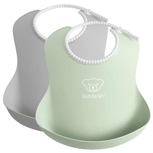 BabyBjörn 2-pak Hagesmækker Powder Green/Grey One Size  Grå  One Size  Drenge, Piger