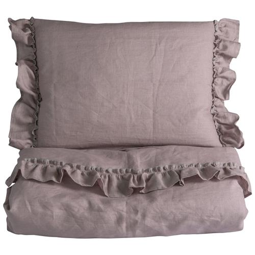 NG Baby Sengetøjssæt Linned Flæse Barnevogn/Vugge Dusty Pink One Size      Drenge, Piger