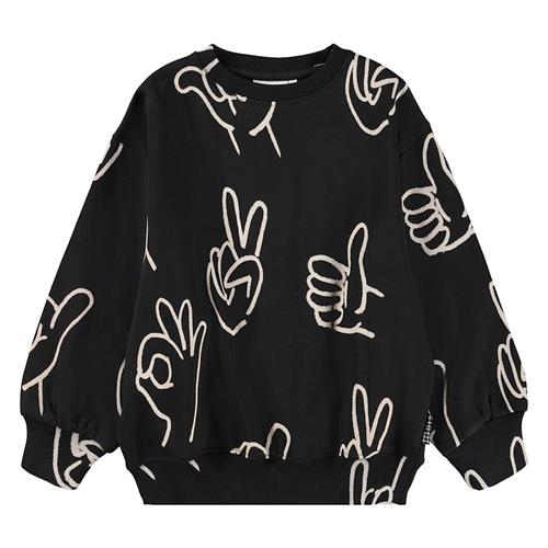 Molo Monti Sweatshirt Drawn Hands  Drawn Hands 116 cm  Sort  116 cm  Drenge, Piger