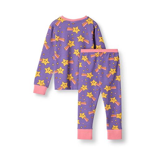 Småfolk Jubilee With Shooting Stars Nattøjssæt Royal Purple  Royal purple-3-4 Y  Lilla  3-4 år  Piger