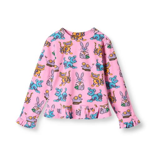 Småfolk Dabinett With Robot Pets Langærmet T-shirt Pink Lilac  Pink lilac-2-3 Y  Lyserød  2-3 år  Piger