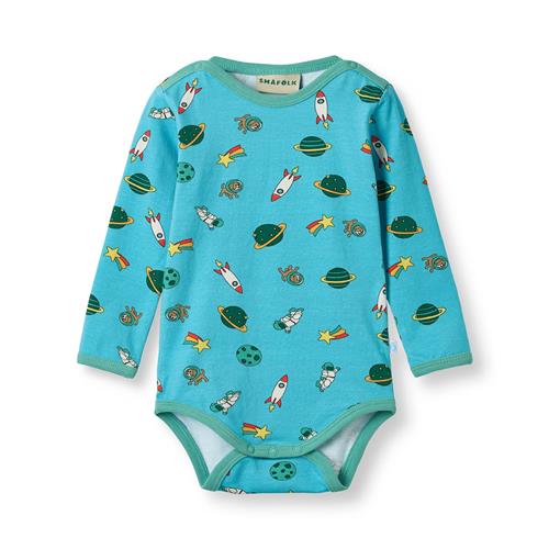 Småfolk Elstar With The Universe Langærmet Baby Body Petit Four  Petit four-92 cm  Blå  92 cm  Drenge