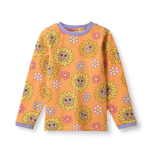 Småfolk Elstar With Sunflowers Langærmet T-shirt Tangerine  Tangerine-5-6 Y  Orange.  5-6 år  Piger