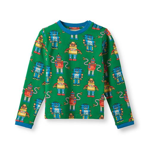 Småfolk Umalin With Robots Langærmet T-shirt Lawn  Lawn-4-5 Y  Grøn  4-5 år  Drenge