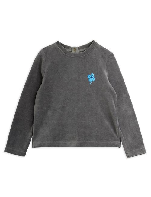 Mini Rodini Clover Emb Velour Top Grey  Grey 92/98 cm  Grå  92/98 cm  Piger