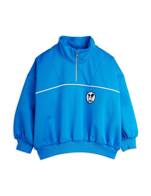 Mini Rodini Ritzratz Patch Sweatshirt Med Halv Lynlås  Blue 128/134 cm  Blå  128/134 cm  Drenge