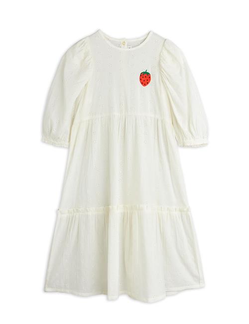 Mini Rodini GOTS Strawberry Kjole Med Pufærmer White  White 92/98 cm  Hvid  92/98 cm  Piger
