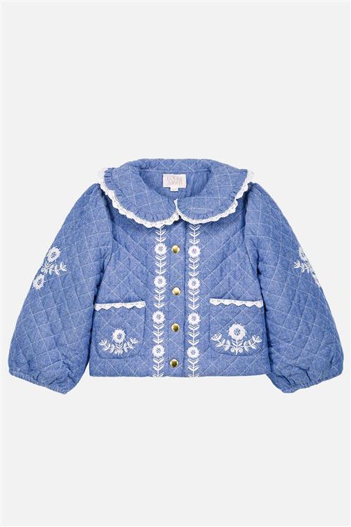 Louise Misha Jouliana Vævet Frakke Blue Chambray Blue Chambray-4 Y  Blå  4 år  Piger