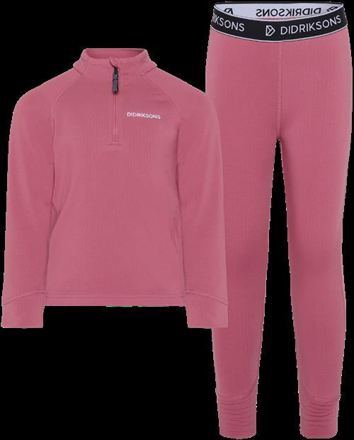 Didriksons Jadis Kids 5 Baselayer-sæt Heather Pink  Heather Pink-90 cm  Lyserød  90 cm  Piger