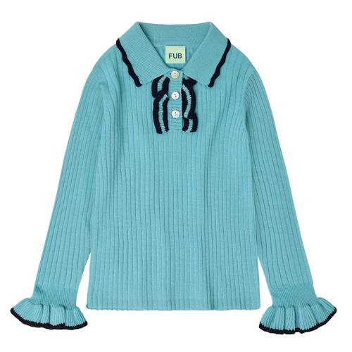 FUB Polo Med Frynser Aqua  Aqua-120 cm Uld Blå  120 cm  Piger