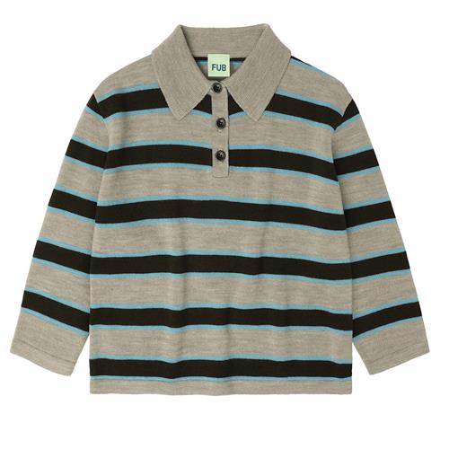 FUB Stribet Polo Oat Melange  Oat Melange-120 cm Uld Beige  120 cm  Drenge, Piger