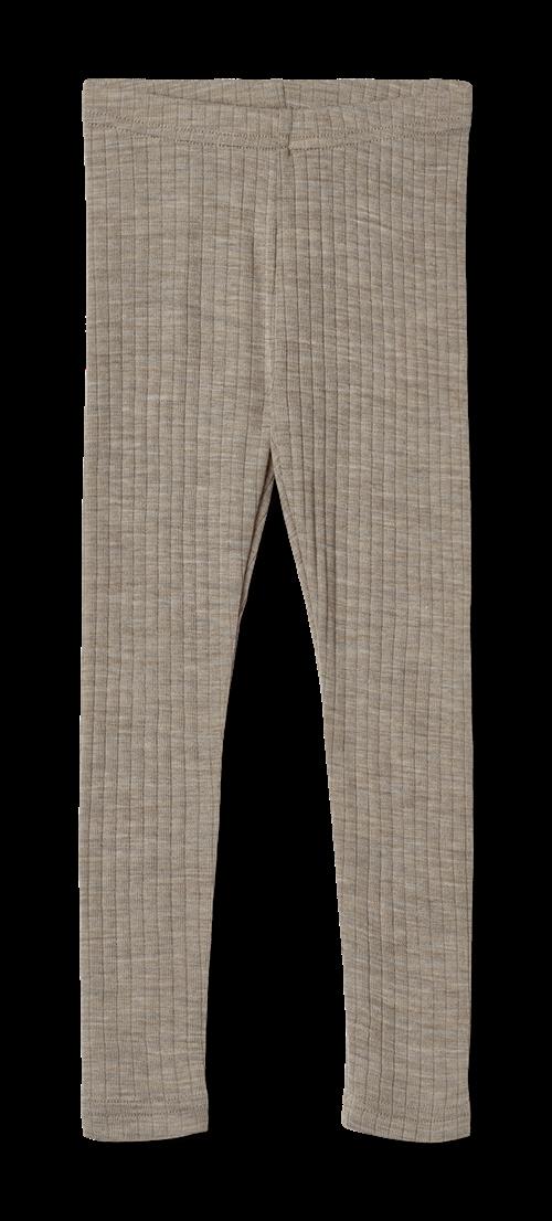 Wheat Agi Leggings I Uld Og Silke Khaki Melange  Khaki Melange 98 cm Wool Brun  98 cm  Drenge, Piger