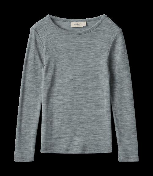Wheat Alfie Langærmet Uld-T-shirt Melange Grey  Melange Grey 92 cm Uld Grå  92 cm  Drenge, Piger