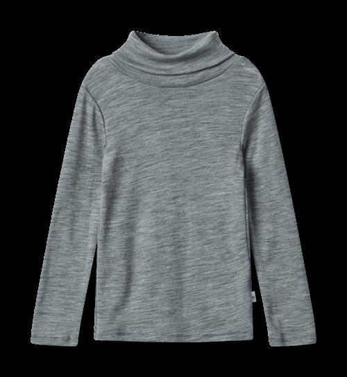 Wheat Aksel Uld-T-shirt Med Rullekrave Melange Grey  Melange Grey 98 cm Uld Grå  98 cm  Drenge, Piger