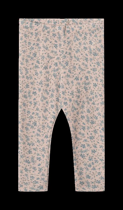 Wheat Agi Leggings I Uld Blue Flowers  Blue Flowers 68 cm Uld Lyserød  68 cm  Piger