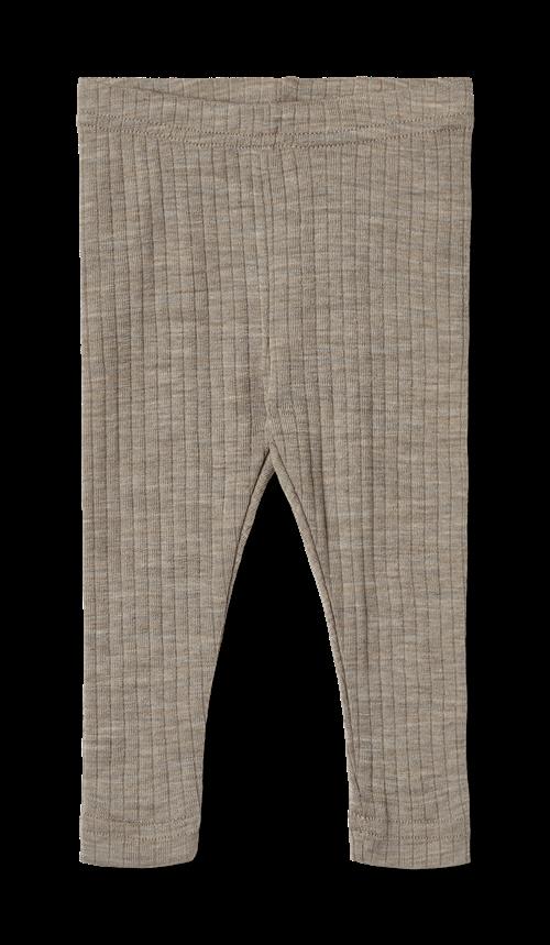 Wheat Agi Leggings I Uld Og Silke Khaki Melange  Khaki Melange 74 cm Wool Brun  74 cm  Drenge, Piger