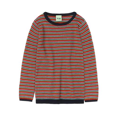 FUB Ribbluse I Uld Multi Stripe  Multi Stripe-110 cm Wool Rød  110 cm  Drenge, Piger