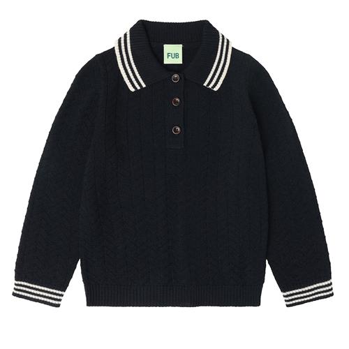 FUB ZigZag-polo I Uld Dark Navy  Dark Navy-120 cm Wool Marineblå  120 cm  Drenge, Piger