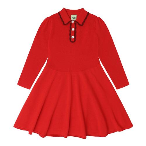 FUB Peplum-kjole I Uld Signal Red  Signal Red-110 cm Uld Rød  110 cm  Piger