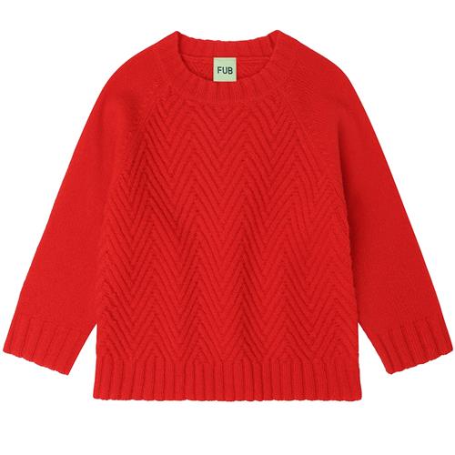 FUB Sweater I Lammeuld Signal Red  Signal Red-130 cm  Rød  130 cm  Drenge, Piger