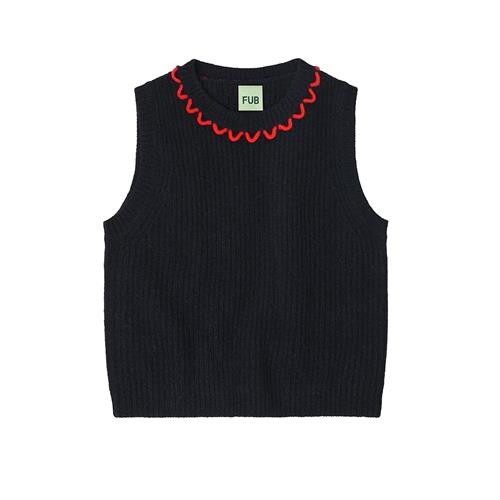 FUB Lammeuldsvest Dark Navy  Dark Navy-100 cm  Marineblå  100 cm  Drenge, Piger
