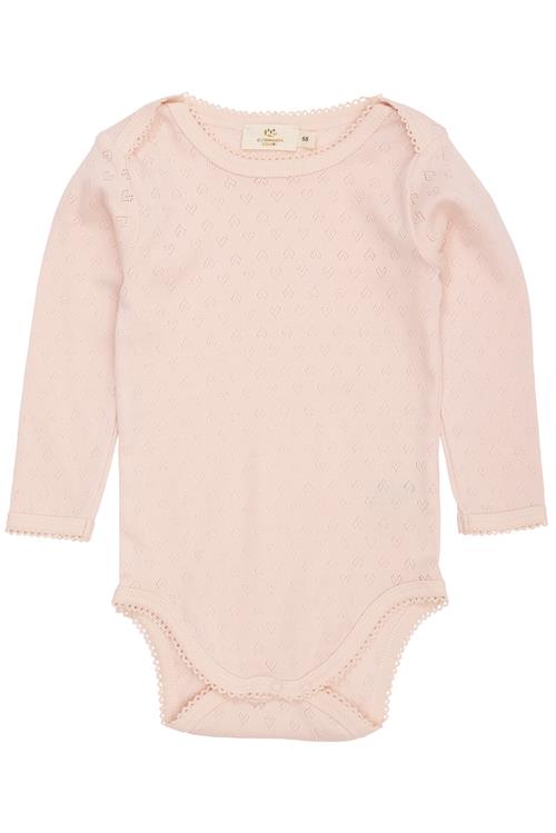 Copenhagen Colors GOTS Pointelle Heart Lapneck Lange Ærmer Body Dusty Rose  Dusty Rose 68 cm  Lyserød  68 cm  Piger