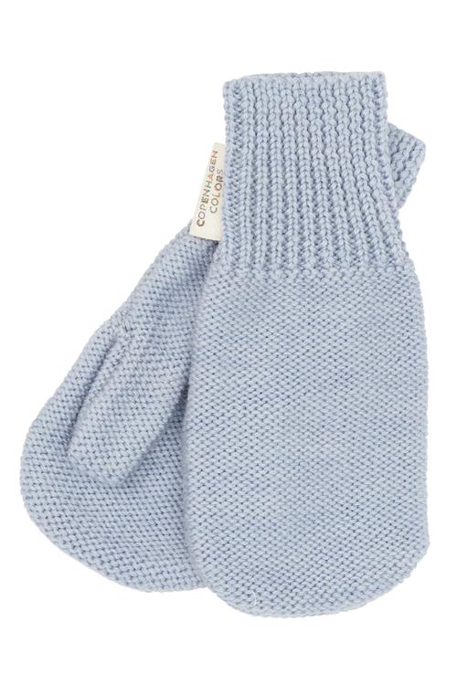 Copenhagen Colors Strikkede Vanter I Merinould Dusty Blue  Dusty Blue 122/128 cm Wool Blå  122/128 cm  Drenge, Piger