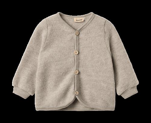 Wheat Kari Cardigan I Uldfleece Khaki Melange  Khaki Melange 68 cm Uld Brun  68 cm  Drenge, Piger
