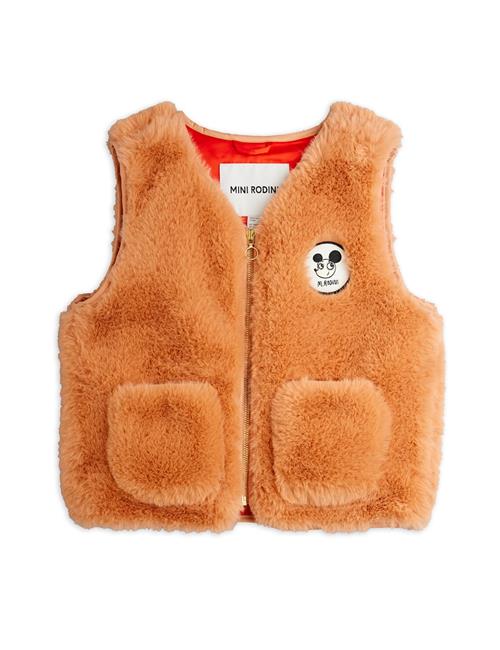 Mini Rodini Ritzratz Patch-vest I Imiteret Pels Pink  Pink 80/86 cm  Lyserød  80/86 cm  Piger