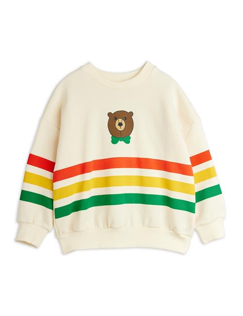 Mini Rodini GOTS Bear Stribet Sweatshirt Offwhite  Offwhite 140/146 cm  Hvid  140/146 cm  Drenge