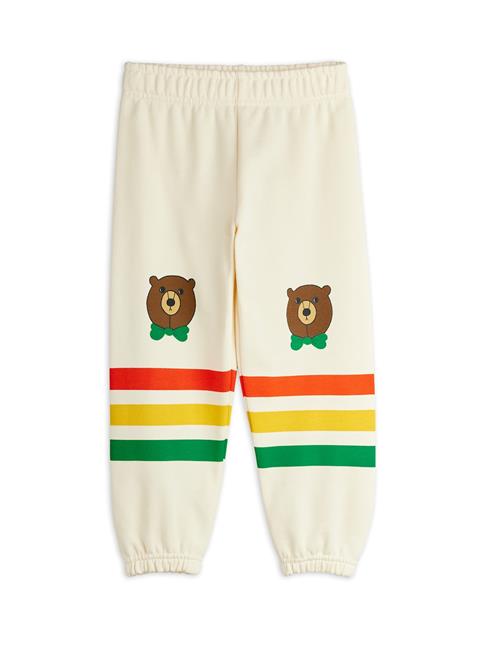 Mini Rodini GOTS Bear Stribet Sweatpants Offwhite  Offwhite 140/146 cm  Hvid  140/146 cm  Drenge
