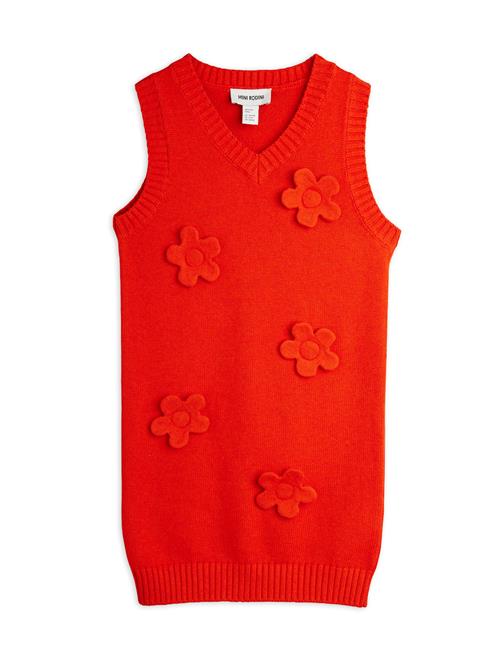 Mini Rodini GOTS Strikket Blomstervest-kjole Red  Red 140/146 cm  Rød  140/146 cm  Piger