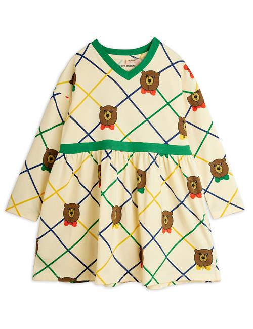 Mini Rodini GOTS Bear Ternet Kjole Med Lange Ærmer Offwhite  Offwhite 104/110 cm  Hvid  104/110 cm  Piger