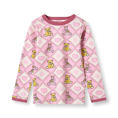 Småfolk Elstar Langærmet Top Med Bamser Pink Lace  Lace-4-5 Y  Lyserød  4-5 år  Piger