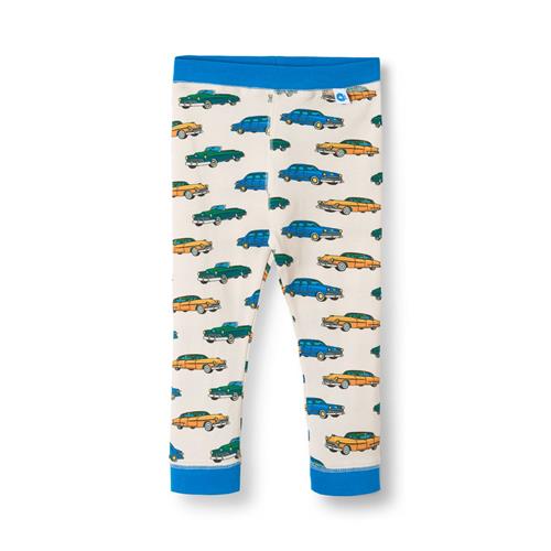 Småfolk Elstar Leggings Til Baby Med Biler Hvid Vanilla  Vanilla-74 cm  Hvid  74 cm  Drenge