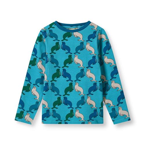 Småfolk Gala Langærmet Top Med Søløver Blå Aqua Teal  Aqua Teal-2-3 Y  Blå  2-3 år  Drenge