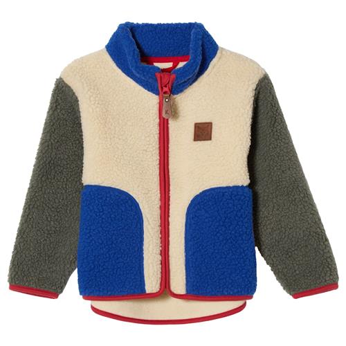 Kuling Austin Pile Fleece-jakke White Green Blue Blocking White/Green/Blue Blocking 116 cm  Hvid  116 cm  Drenge, Piger