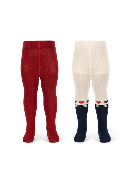 Konges Sløjd Lurex 2-pak Strømpebukser Heart Mix  Heart Mix 68/74 cm  Rød  68/74 cm  Piger