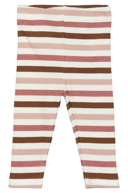 The New Siblings GOTS Pama Rib-leggings Withered Rose Striped  Withered Rose Striped 56 cm  Lyserød  56 cm  Piger