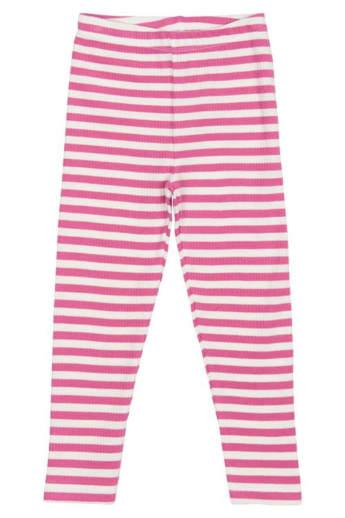 The New Siblings GOTS Fro Rib-leggings Ibis Rose Striped  Ibis Rose Striped 80 cm  Lyserød  80 cm  Piger