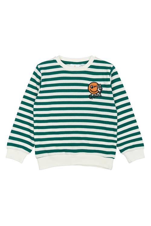 The New Siblings GOTS Per Sweatshirt Alpine Green Striped  Alpine Green Striped 110 cm  Grøn  110 cm  Drenge