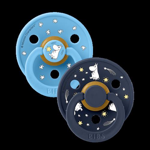 BIBS Moomins Good Night 2-pak Runde Latex-sutter Breeze Deep Space  Breeze Deep Space 0+ Months  Blå  0+ måneder  Drenge, Piger