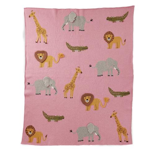 RICE Baby-bomuldstæppe Pink  Pink S  Lyserød  S  Piger