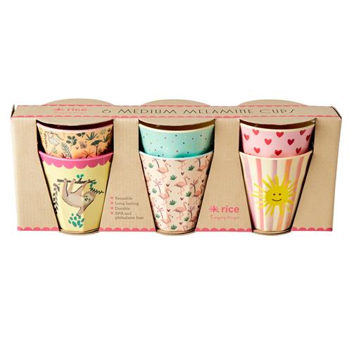 RICE 6-pak Medium Børnekop Funky  Funky M  Lyserød  M  Piger