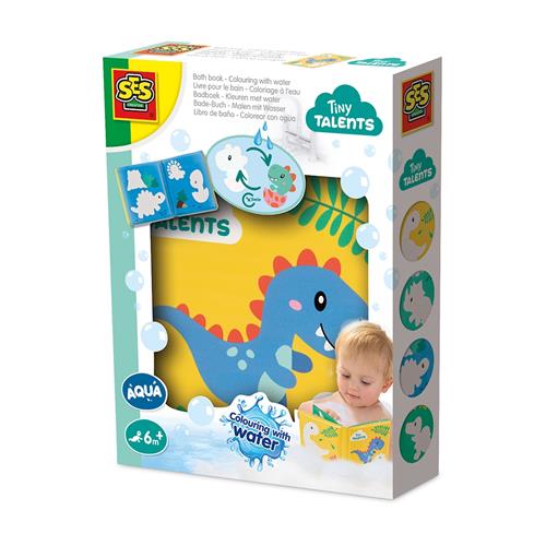 SES Creative Bath Time Farvelægning Med Vand Dino-badebog Yellow One Size  Gul  One Size  Drenge, Piger