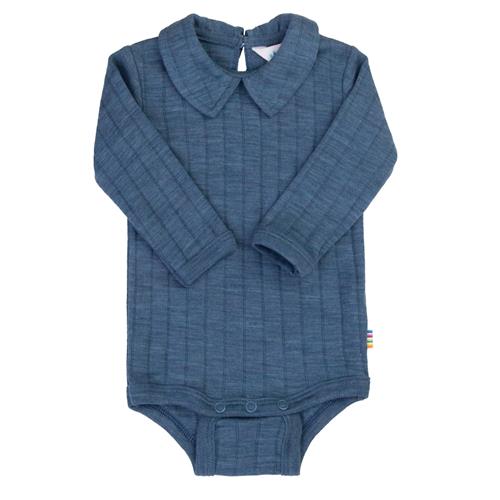 Joha Uldkrop Med Krave Blue Mealange  Blue Melange-80 cm  Blå  80 cm  Drenge, Piger